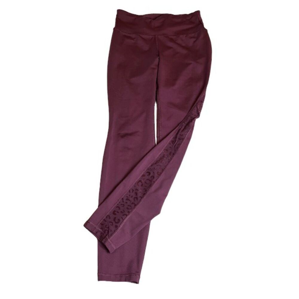 Avia Leggings Metropolis Burgundy Leopard Lacy Legs and Back Panel S